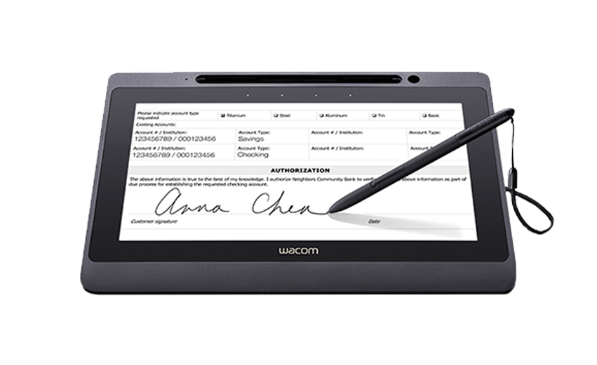 A picture of a Wacom DTU-1141B signature pad